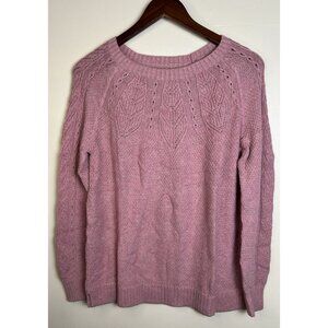 Sonoma Sweater Women’s Large Pink Mauve Long Sleeve Pullover Solid Cotton Blend